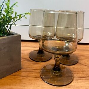 Vintage Libbey Accent Tawny Light Brown Glasses - Set of 3